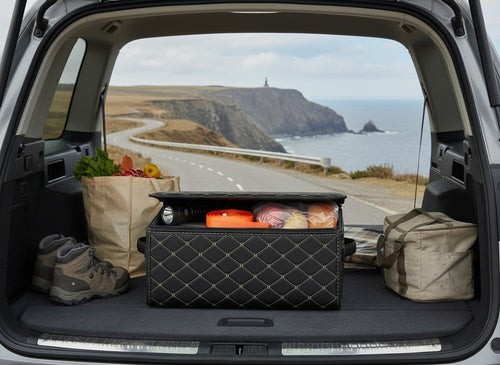 Boot organiser in an SUV boot