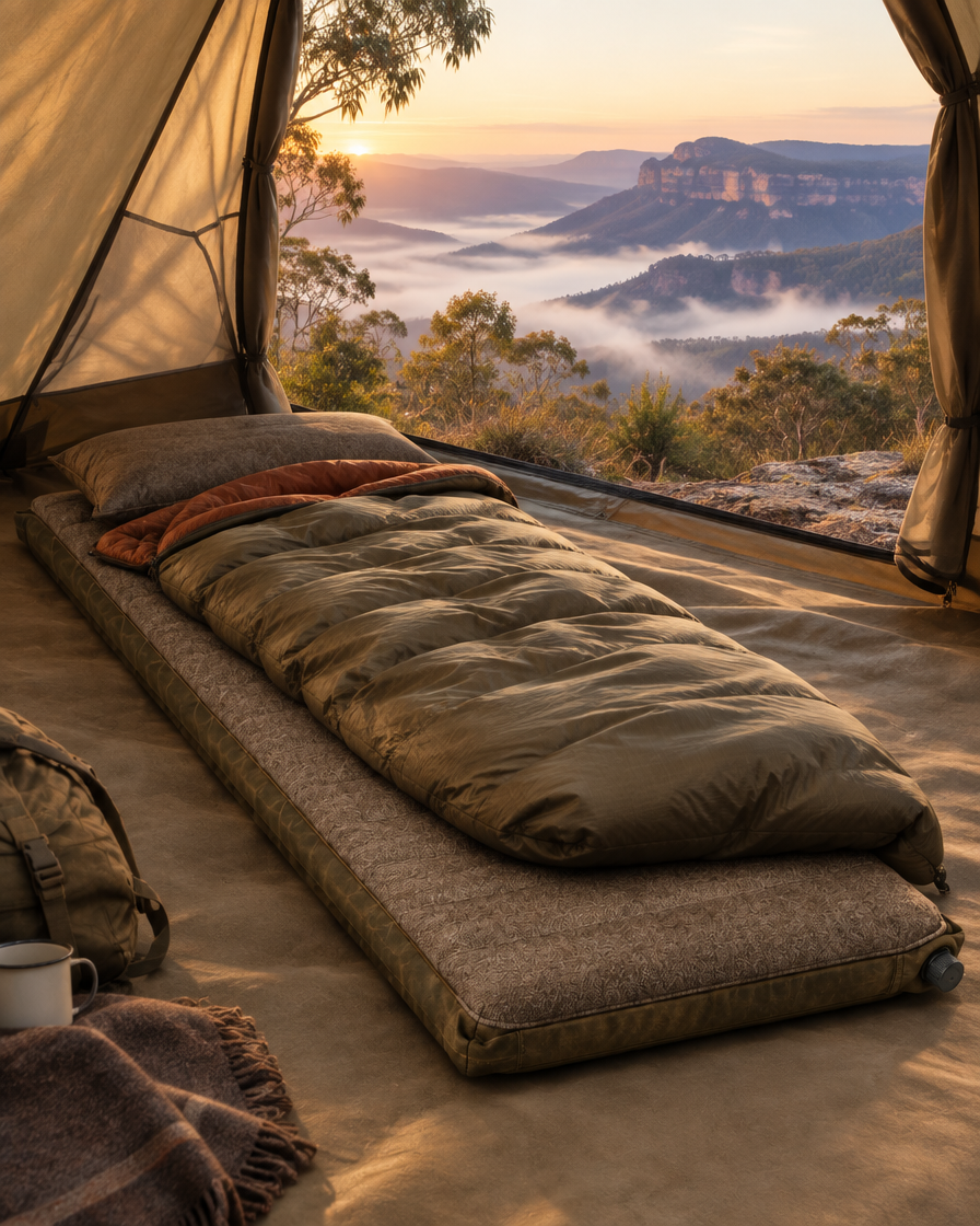Self-Inflating Camp Mat inside a tent at dawn