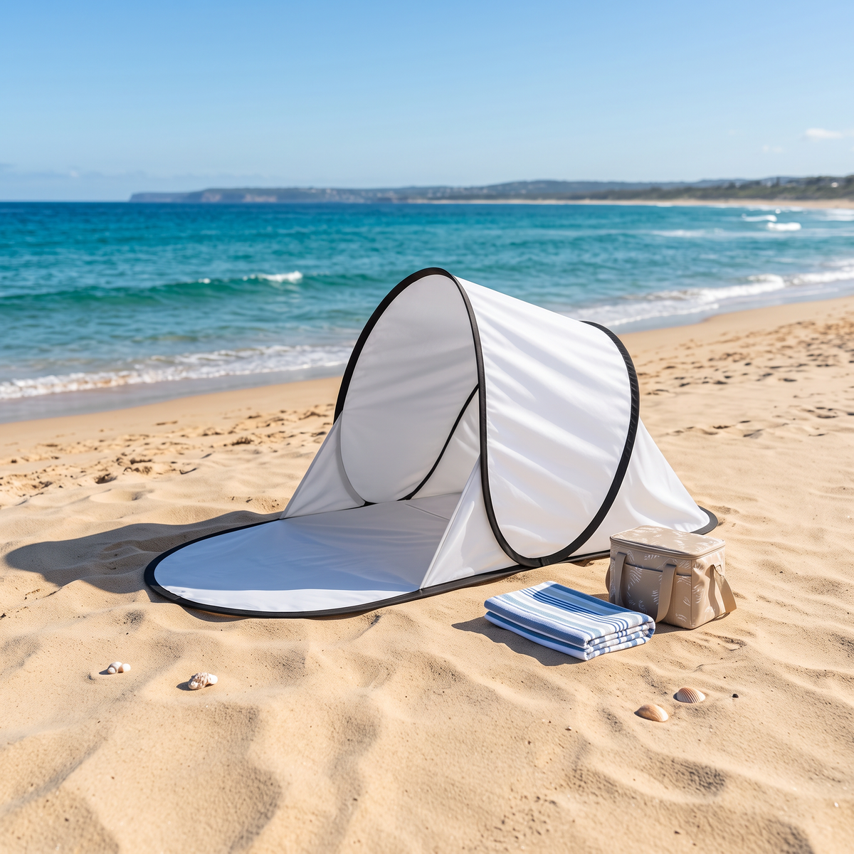 Pop-up beach shade on an Australian beach