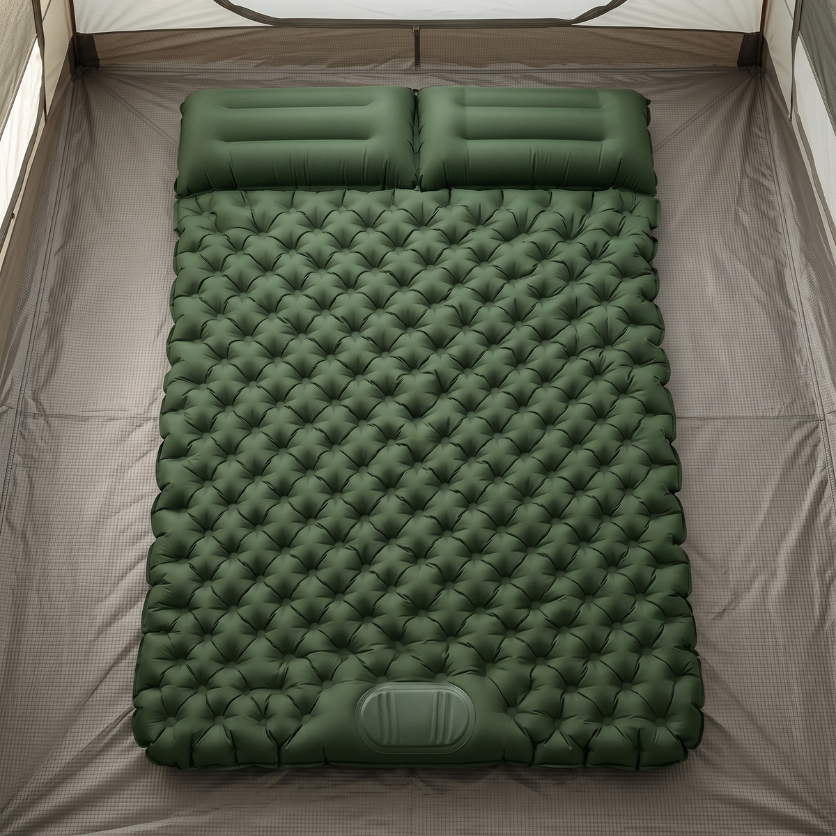 Double air mattress laid out, full view