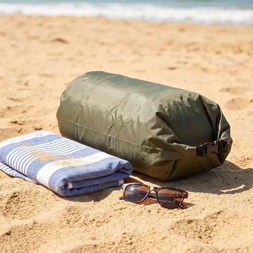 Dry bag on the beach