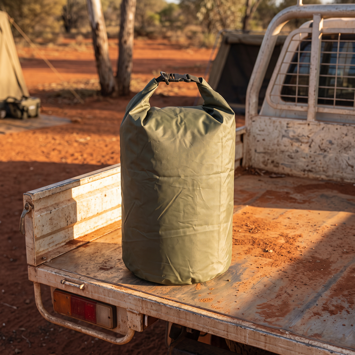 Dry bag on a ute tray