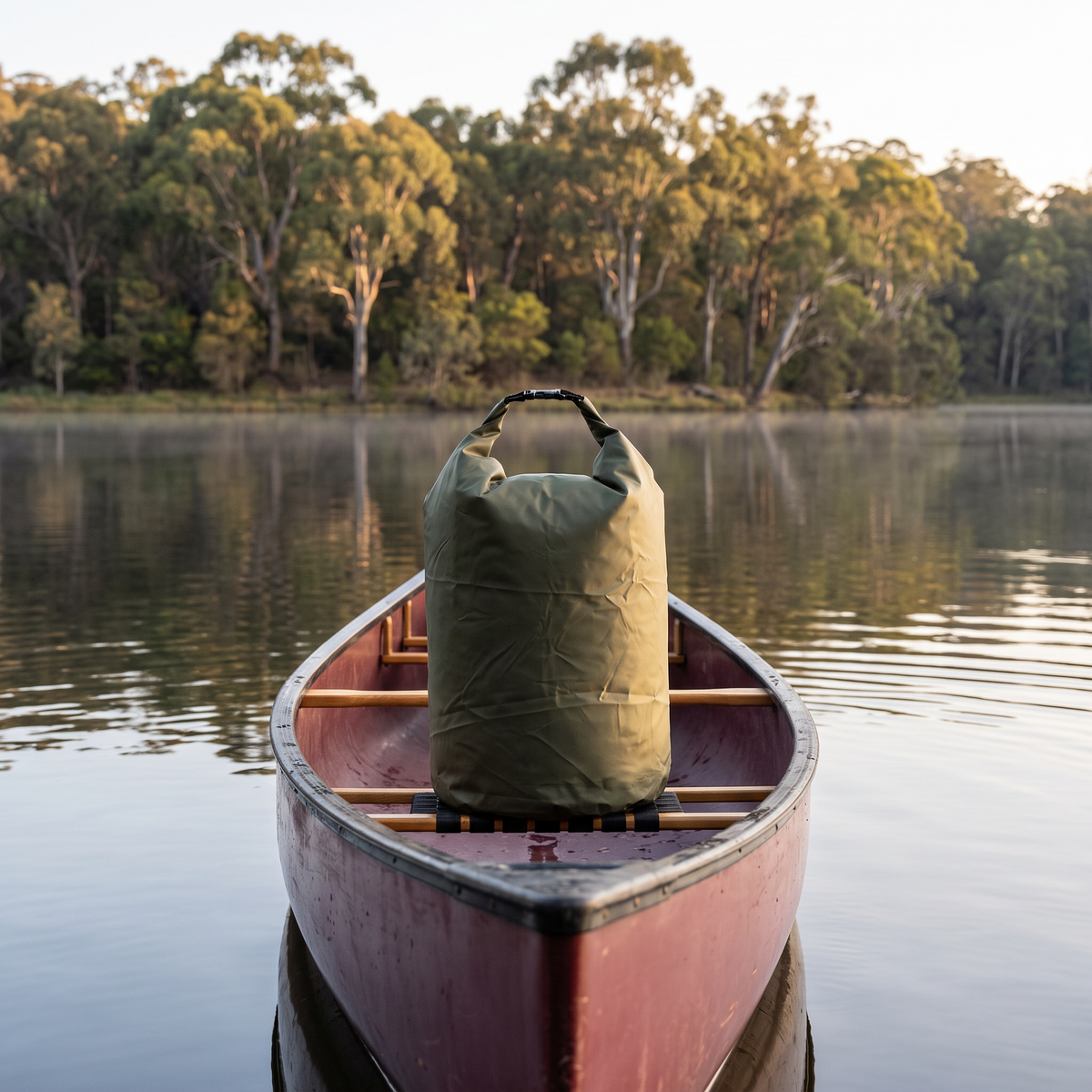 Dry bag in a canoe