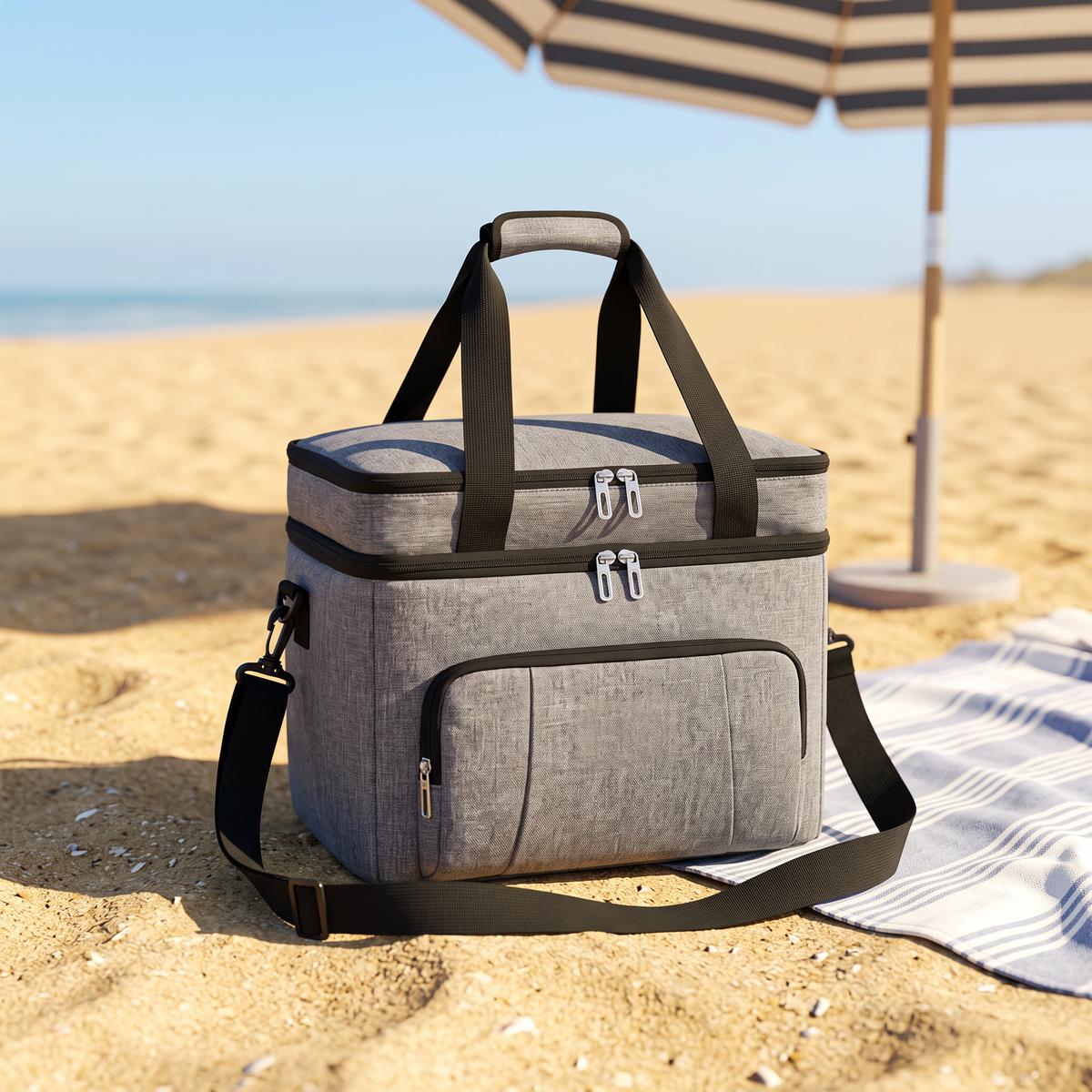 Cooler tote on the beach
